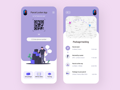 Parcel Locker App adobe xd app app ui branding concept design flat illustration locker mobile ui design vector