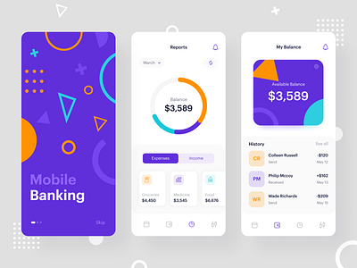 Mobile Bank App app app ui bank branding design figma flat illustration mobile mobile ui design ux vector