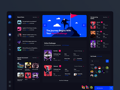 Game Challenges Platform adobe xd challenges dark dashboard game platform