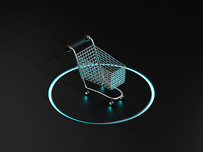 Shopping Cart 3D 3d art 3d artist design illustration low poly lowpolyart neon light