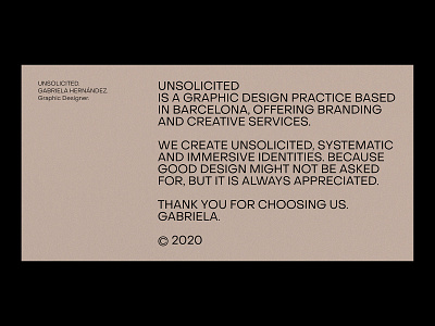 UNSOLICITED – Visual Identity. artwork beige branding caps design graphic design minimal neutral personal branding typography