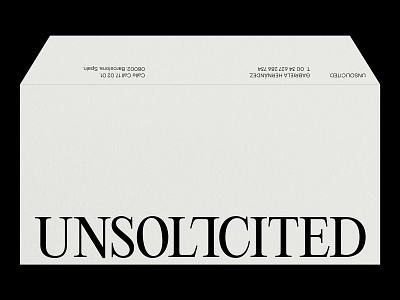 UNSOLICITED – Visual Identity – Envelope. artwork blackandwhite branding design graphic design logo minimal neutral personalbranding typography