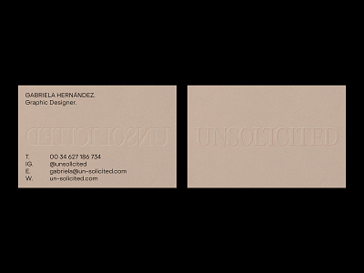 UNSOLICITED – Visual Identity – Business Cards. artwork branding business card design graphic design logo minimal neutral personalbranding typography