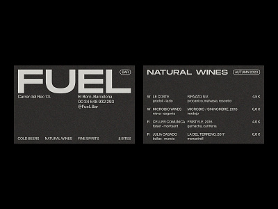 Fuel Bar – Visual Identity. black and white branding business card design graphic design logo menu monochrome restaurant branding typography