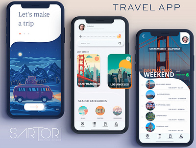 A Travel App design illustration ui ux vector