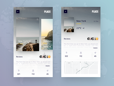 travel app concept "PLACE" app travel ui