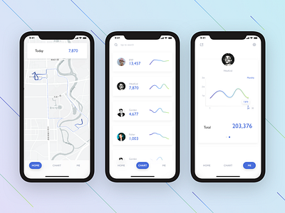 STEP TRACKING APP "STEPS" activity app blue fitness iphone x track ui