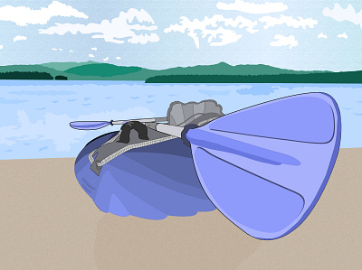 Kayak at the Lake design free illustration illustrator kayak kayaking lake landscape summer vector