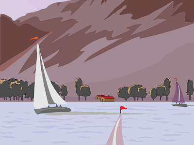 Sails on Lake design free illustration illustrator lake sails vector