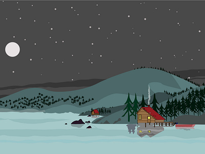 Night at Lake background house lake illustration illustrator lake lakes moon night starry night starry sky stars vector wild