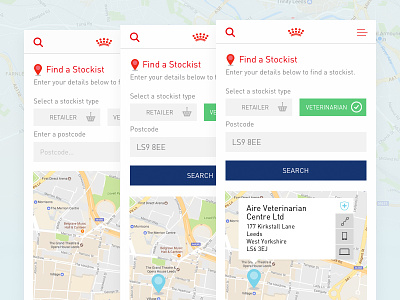 Stockist Finder component based design mobile design stockist finder style guide ui ux