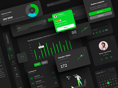 UI. Dark version design system portfolio ui