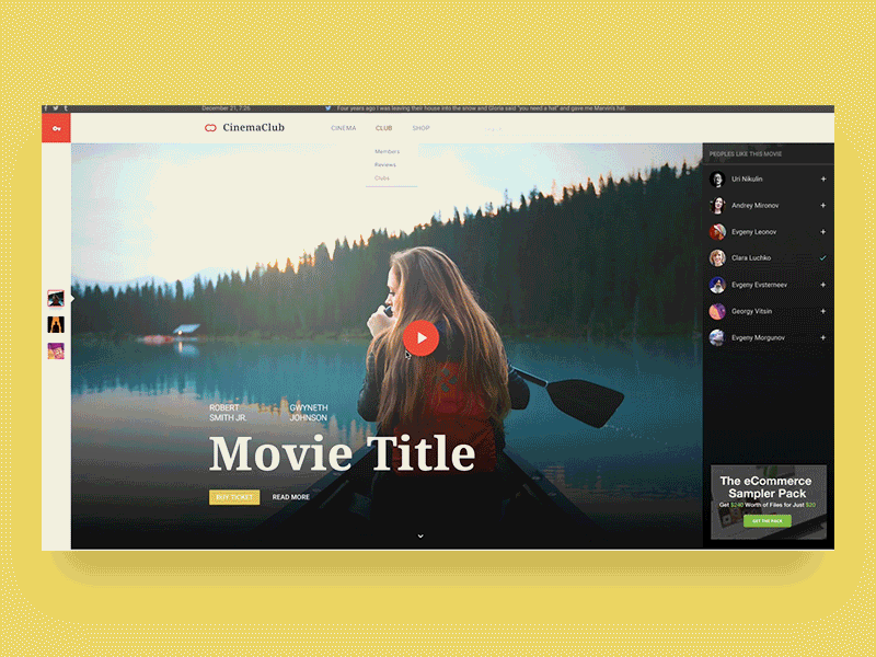 CinemaClub template material design template ui ux