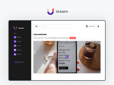 ULearn e-learning platform dashboard branding design graphic design logo typography ui