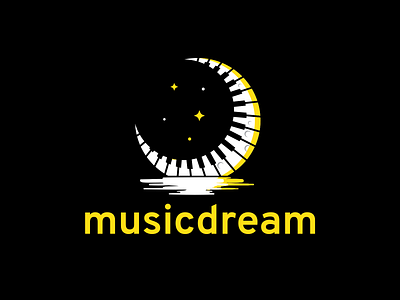 Music Dream Moon Piano Logo acoustic art background blue classical concert dream illustration instrument keyboard logo logodesign moon music musical night piano piano logo sky sound