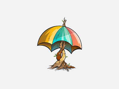 Umbrella Tree Illustration