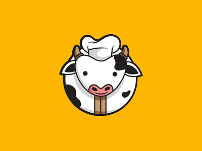 Welcome Cow Chef Mascot Design brown bull cartoon chef cook cow design eat food graphic head horn illustration mascot menu restaurant smile steak vector welcome