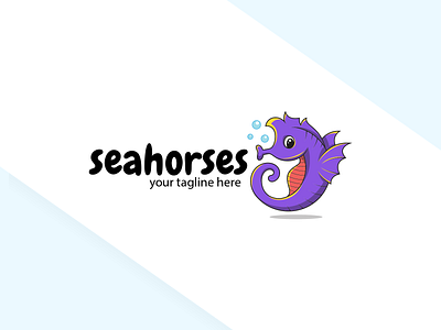 Sea Horses Mascot Logo animal aquarium aquatic cartoon cute design drawing fish horse illustration marine mascot nature ocean sea seahorse tropical underwater vector water