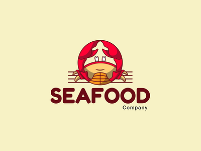 Seafood Crab Mascot Logo animal cartoon character claw crab crustacean cute funny illustration isolated marine mascot nature ocean red sea seafood shellfish vector wildlife