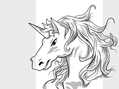 Unicorn Illustration Line Art animal art beautiful cartoon cute design dream fairy fantasy happy horn horse illustration magic magical mythology nature symbol unicorn white