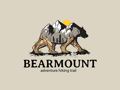 BEARMOUNT Adventure hiking mascot logo illustration