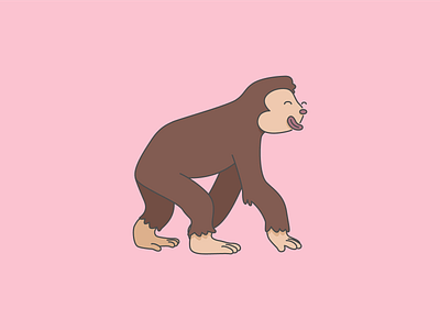 happy monkey ape design flat icon icons illustration logo monkey pink primate ui vector
