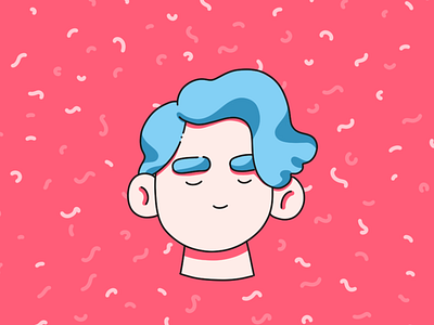 blue haired dude 2d avatar blue blue hair design flat hair icon icons illustration logo photoshop ui