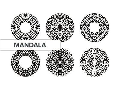 MANDALA SET arabic art background decoration element ethnic floral flower indian mandala meditation motif ornament pattern round set template tribal vector vintage