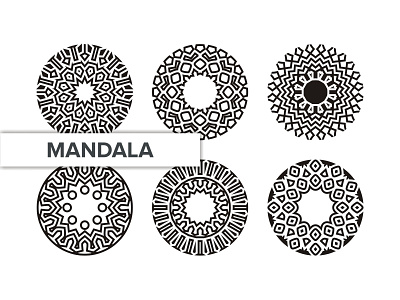 MANDALA SET arabic art background decoration element ethnic floral flower indian mandala meditation motif ornament pattern round set template tribal vector vintage