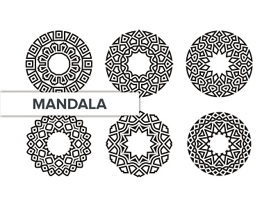 MANDALA SET arabic art background decoration element ethnic floral flower indian mandala meditation motif ornament pattern round set template tribal vector vintage