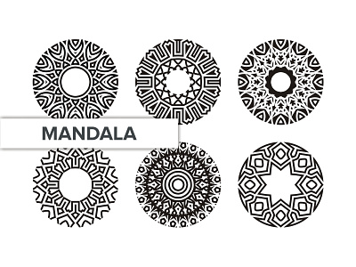 MANDALA SET arabic art background decoration element ethnic floral flower indian mandala meditation motif ornament pattern round set template tribal vector vintage