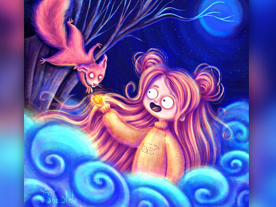 Crazy squirrel needs a vacation 2d art app illustration atmosphere branding character character concept character design characters children book clouds crazy fantazy game art girl illustration illustrations kids illustration magic mobile game squirrel