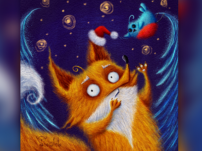 New Year Fox with а little Bird