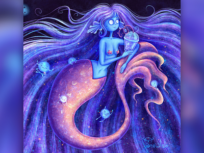 Space Mermaid with Bubble tea