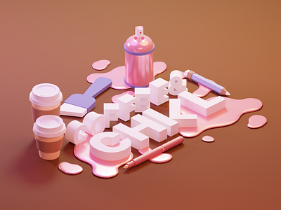 Coffee & Chill 3d blender chill coffee illustration isometric paint typography