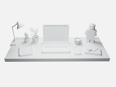 My Desk 3d blender desk illustration low poly workspace