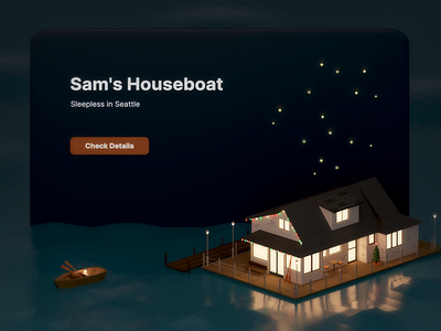 Sam's Houseboat 3d accommodation blender christmas house houseboat illustration isometric low poly miniature movie reflection sea sleepless in seattle texture ui water web