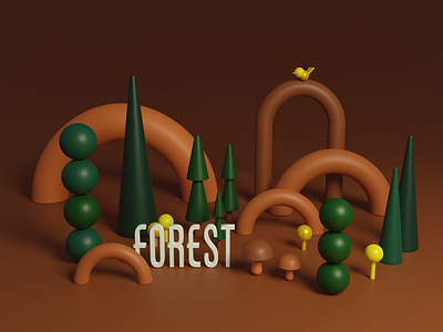 Simple Forest 3d blender forest illustration miniature shape simple structure