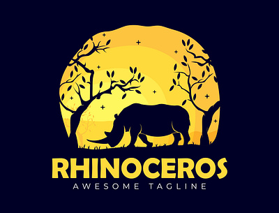 Logo Design branding branding design design flat illustration logo logo design logodesign minimal nature nature logo rhino logo rhinoceros silhouette tree vector