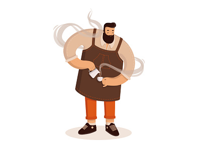 barista barista bearded man cartoon character character design coffee cup human vector vector art vector illustration