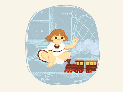 choo choo adobe illustrator cartoon cartoon character design dream illustration little girl toy train vector vector art