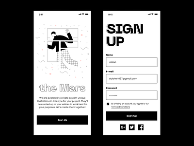 Daily UI #001 / Sign Up app design clean ui daily ui design minimal mobile product design sign sign up typogaphy typography ui