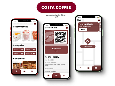 Costa Coffee | App Redesign app cafe coffee costa redesign