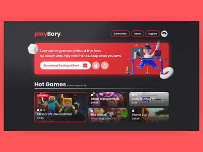 playBary Gaming Platform [Landing Page] // Web Design Concept