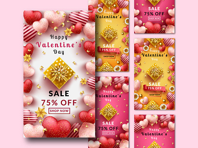 Valentine s day sale banner design illustration vector web