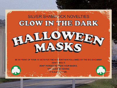 Silver Shamrock Masks Sign design halloween illustration signage