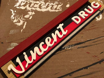Vincent Drug mini sign fabrication halloween hand painted typography