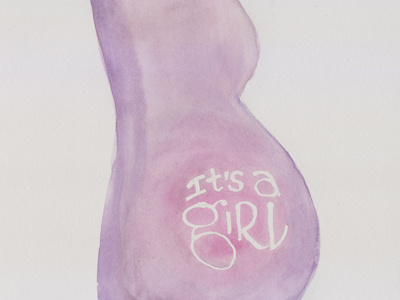 it's a girl! baby lettering pregnant watercolor