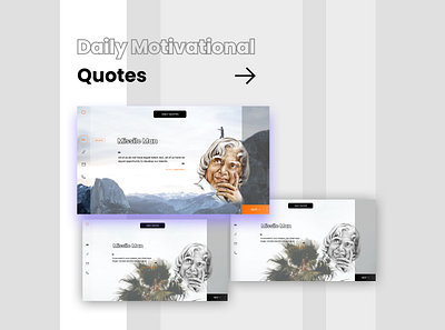 Daily Quotes User Interface Design abstract branding daily challange glassmorphism illustraion inspiration interface minimal motion design motivational prototype quotes ui uiux user inteface user interface ui web design webapp design website wireframe