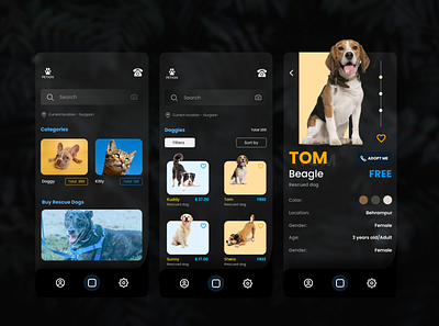 Pet Adoption App UI adoption app branding dribbble best shot mobile app pet petals petapp pets petshop trendy ui ui design uidesign user interface